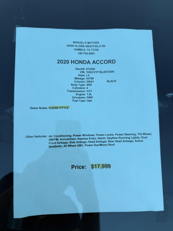 2020 Honda Accord Image 14