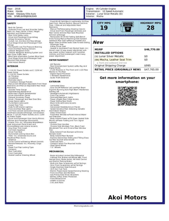 2018 Honda Odyssey Image 24