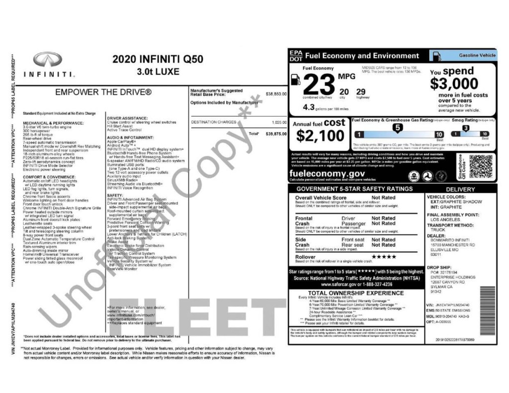 2020 INFINITI Q50 Image 23