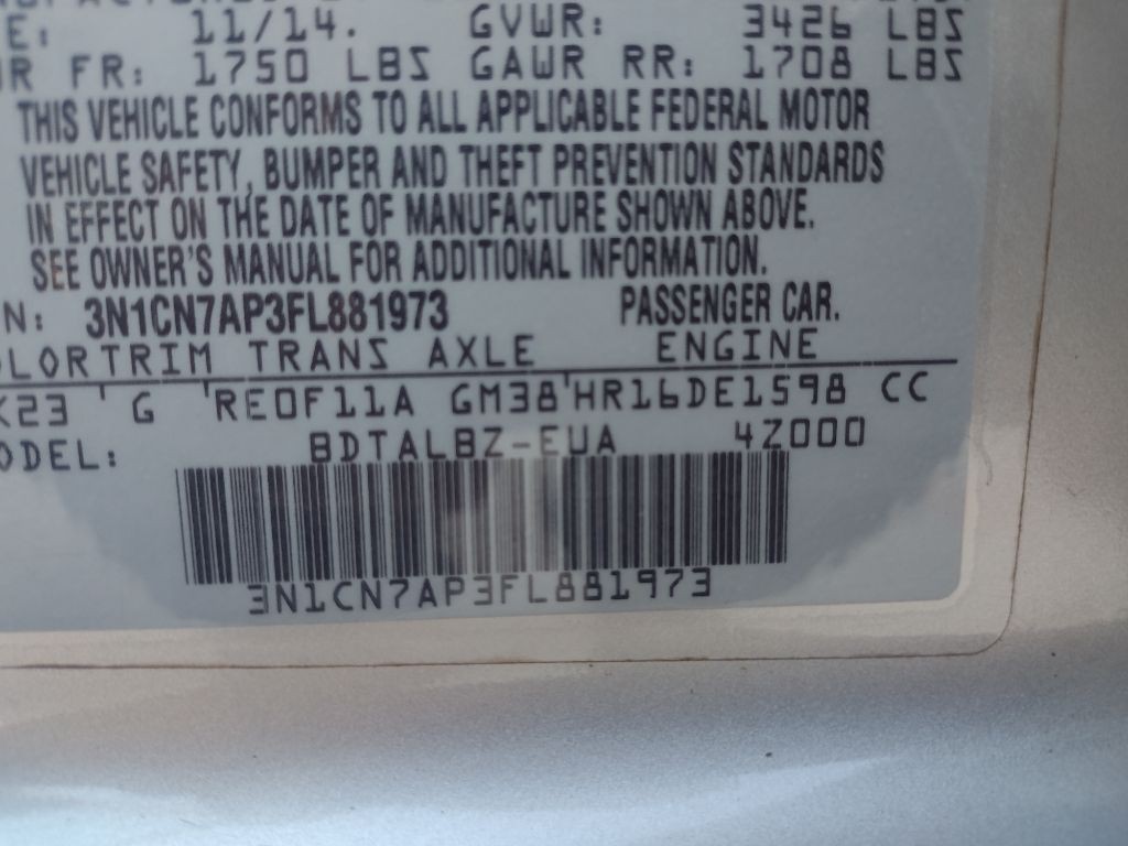 2015 Nissan Versa Image 22