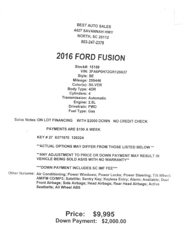 2016 Ford Fusion Image 4