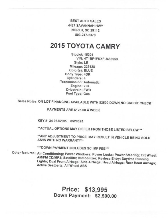 2015 Toyota Camry Image 3