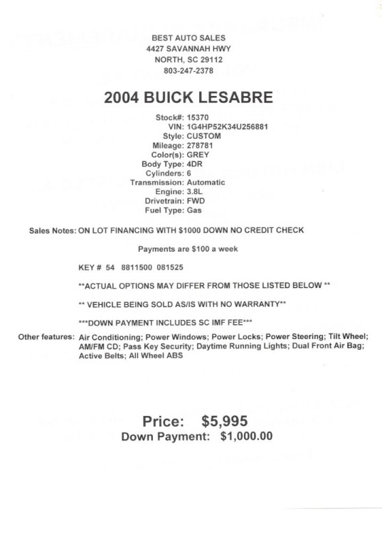 2004 Buick LeSabre Custom