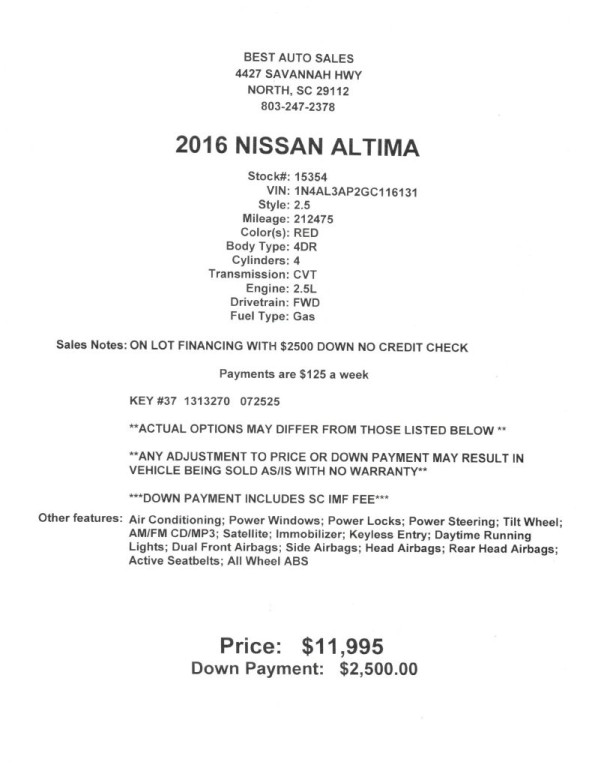 2016 Nissan Altima 2.5