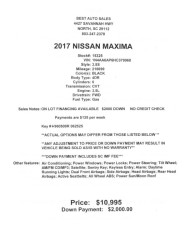 Image for 2017 Nissan Maxima 3.5S ID: 6911320
