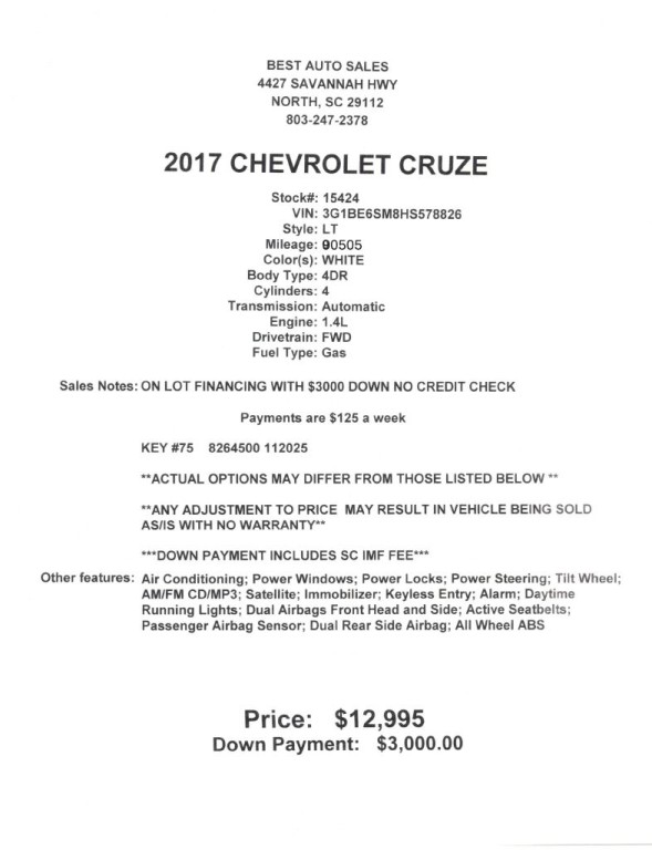 2017 Chevrolet Cruze LT