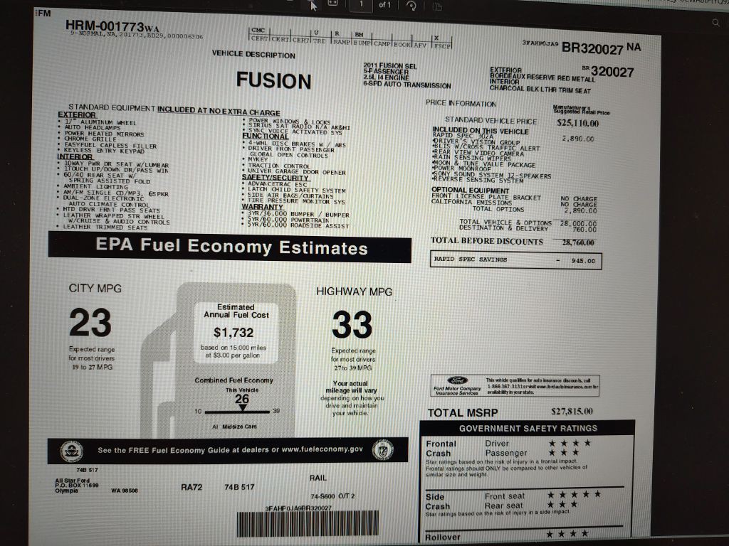 2011 Ford Fusion Image 4