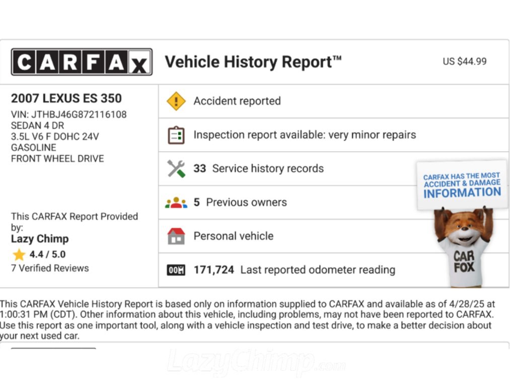 2007 Lexus ES 350 Image 5