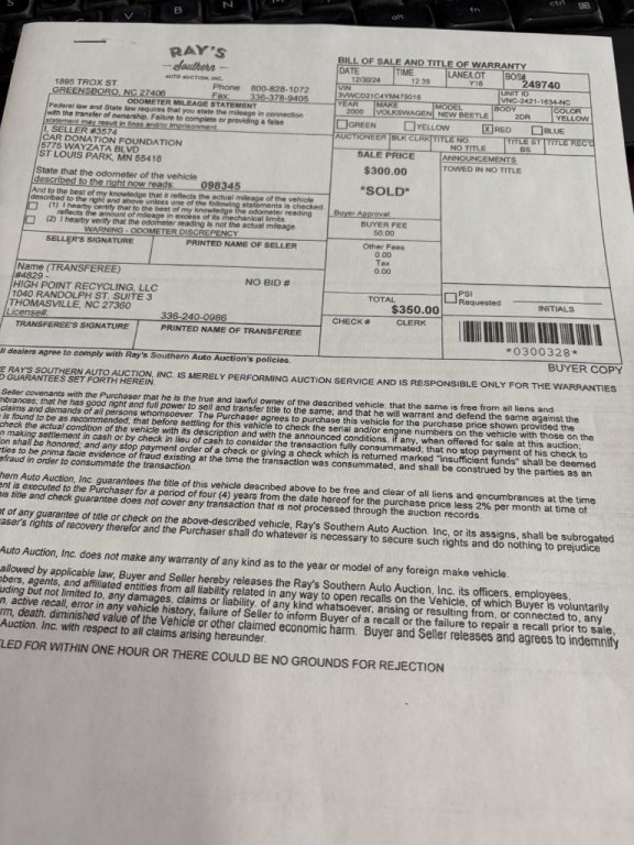 2000 Volkswagen Beetle Image 1