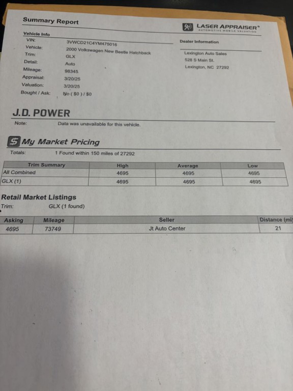 2000 Volkswagen Beetle Image 2