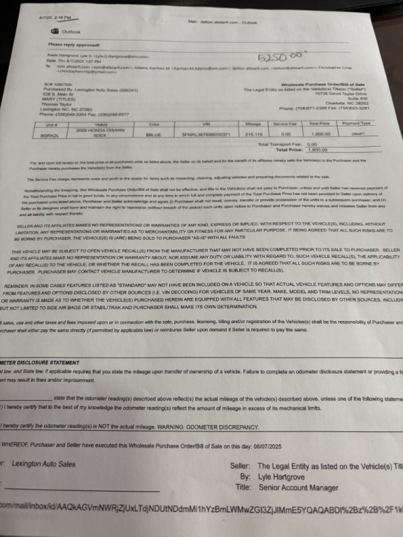 2009 Honda Odyssey Image 1