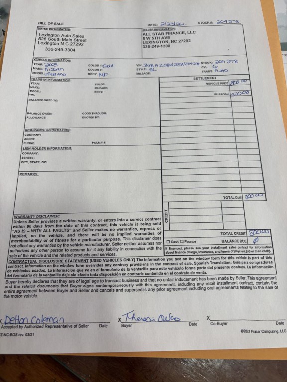 2003 Nissan Murano SL