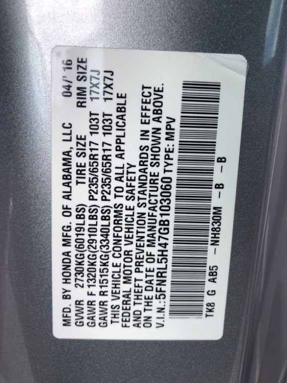 2016 Honda Odyssey Image 36