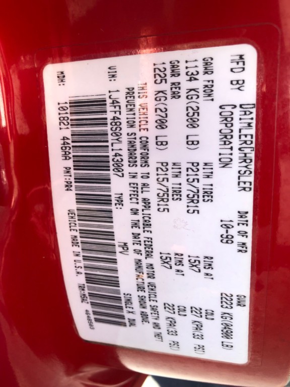 2000 Jeep Cherokee Image 43