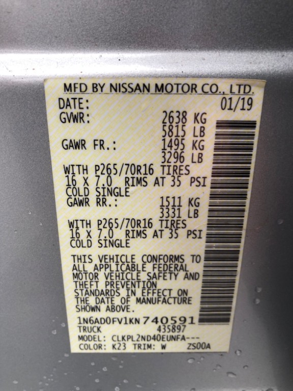 2019 Nissan Frontier Image 37