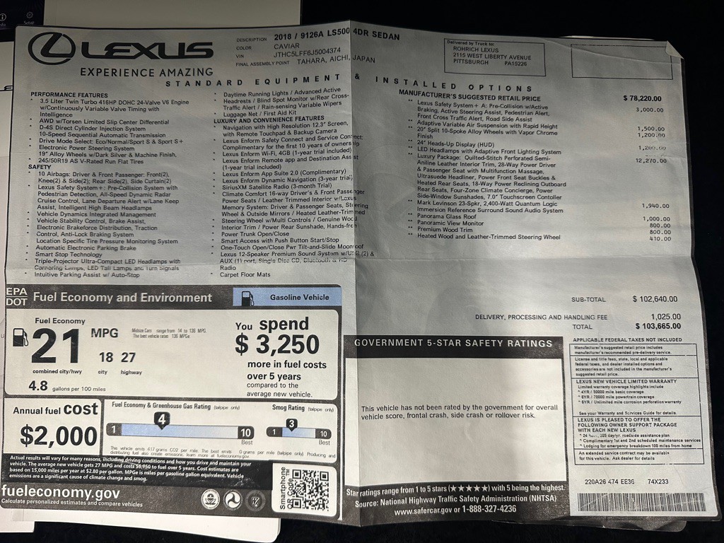 2018 Lexus LS Image 35