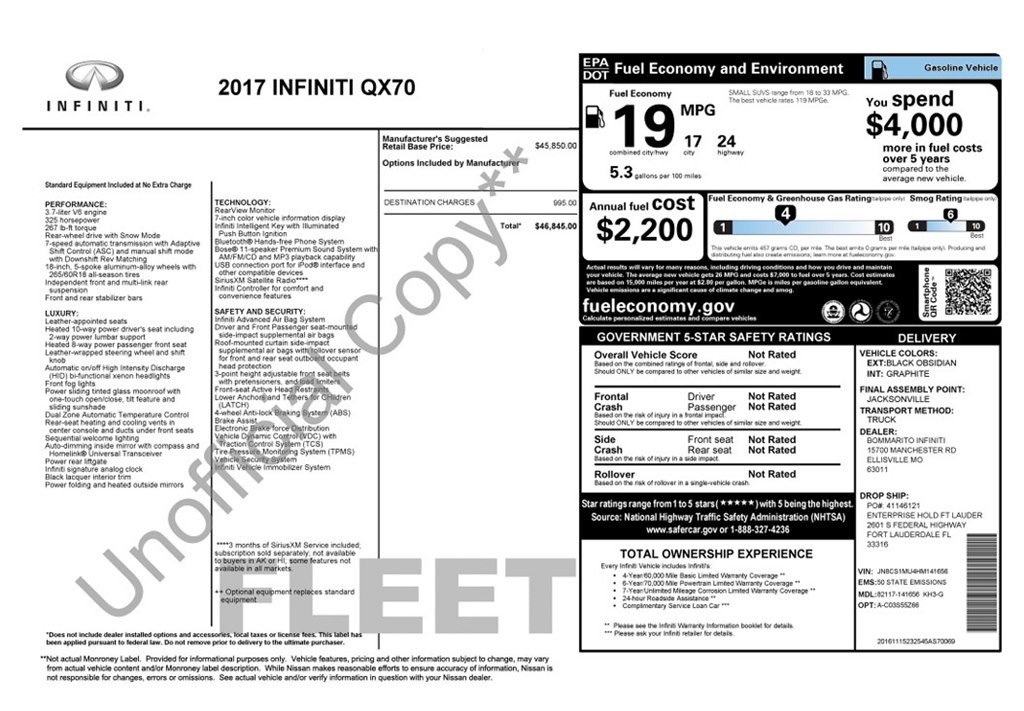 2017 INFINITI QX70 Image 22