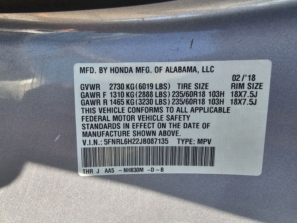 2018 Honda Odyssey Image 24