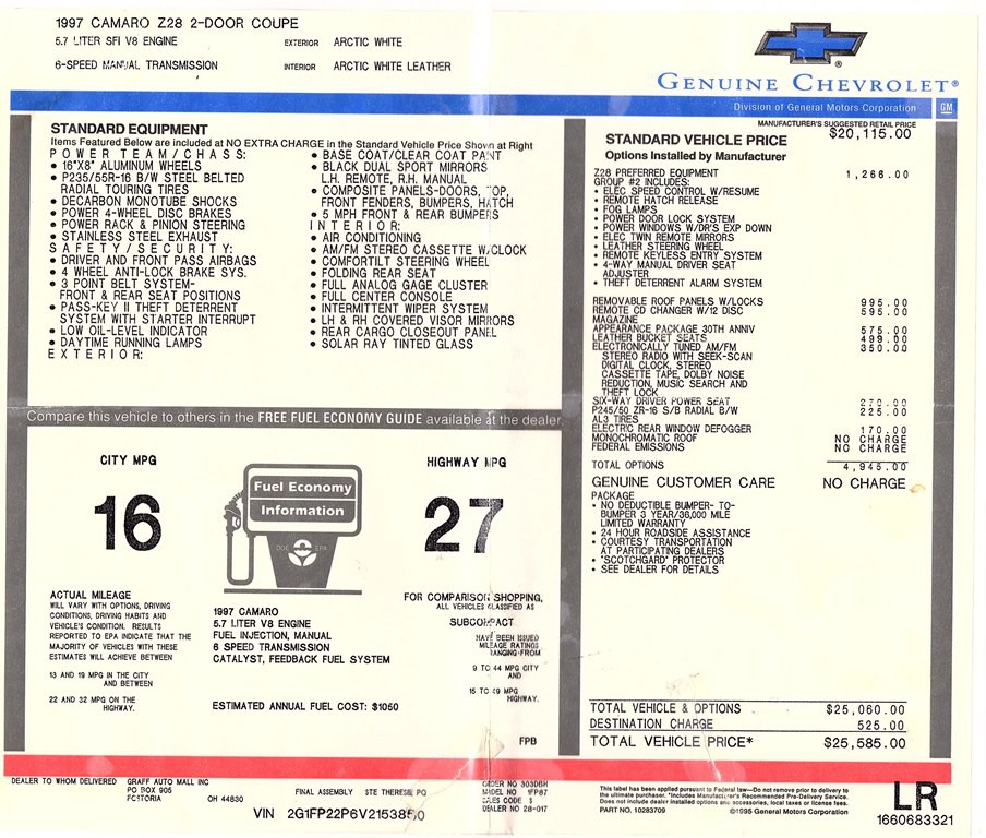 1997 Chevrolet Camaro Image 63