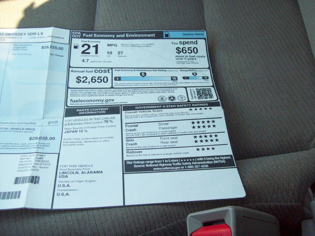 2012 Honda Odyssey Image 16