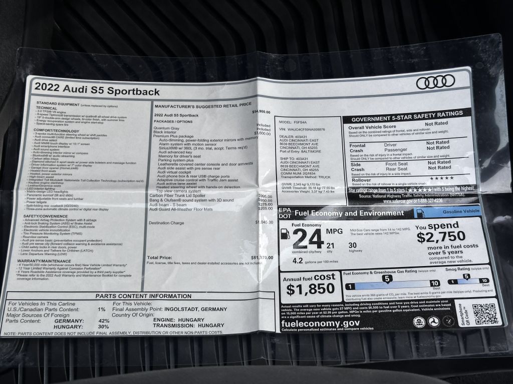 2022 Audi S5 Image 66