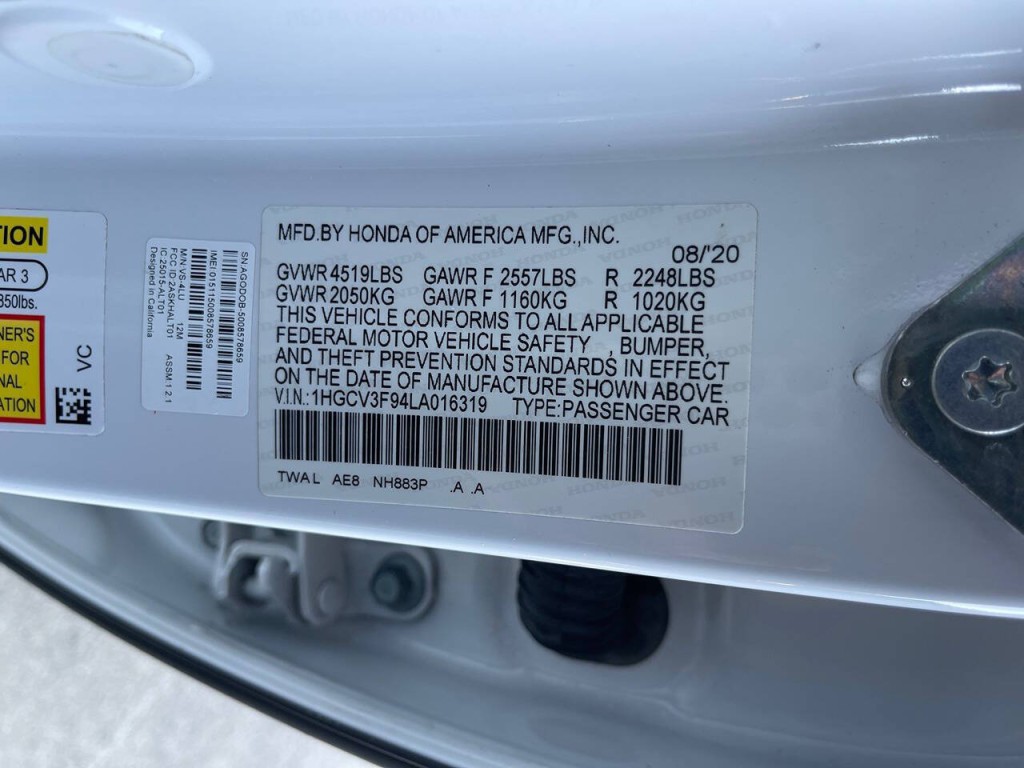 2020 Honda Accord Image 57