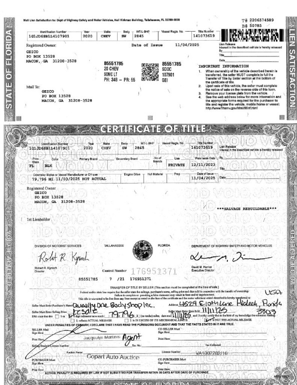 2020 Chevrolet Sonic Image 1