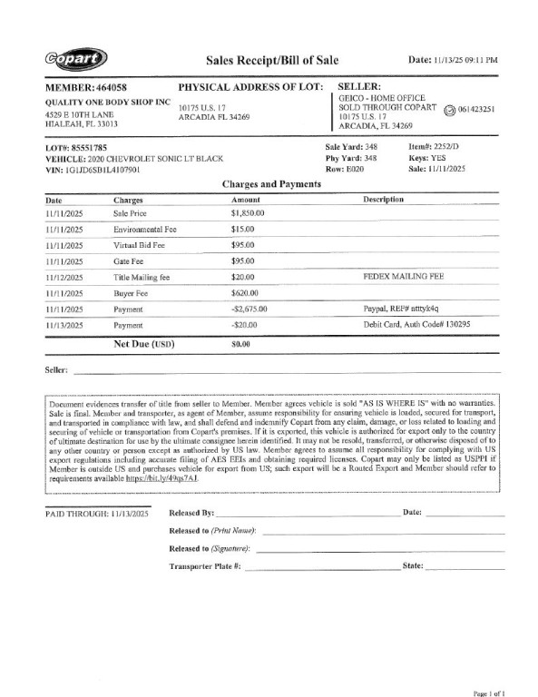 2020 Chevrolet Sonic Image 2