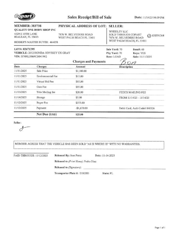 2012 Honda Odyssey Image 2