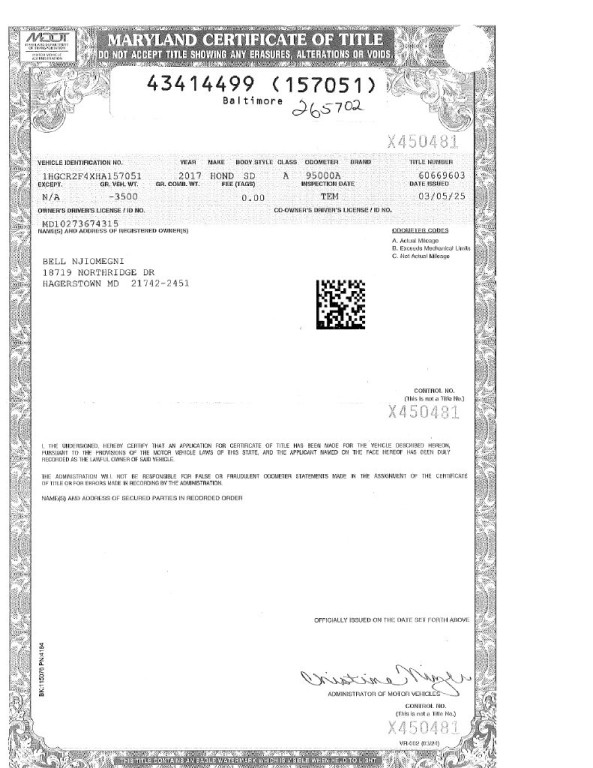 2017 Honda Accord Image 2