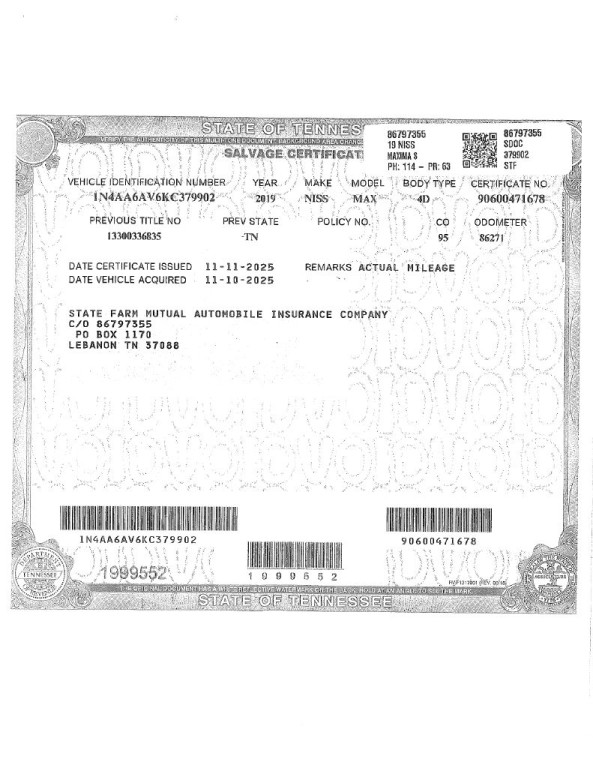 2019 Nissan Maxima Image 2