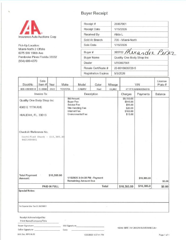 2022 Toyota Camry Image 1