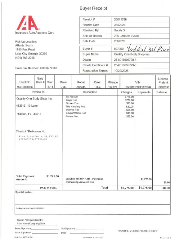 2014 GMC Acadia Image 1