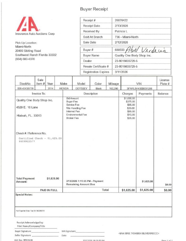 2014 Honda Odyssey Image 1
