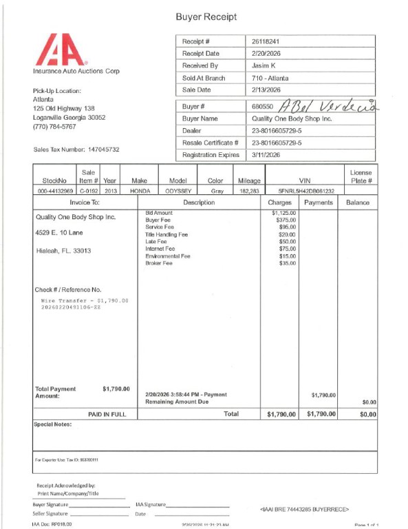 2013 Honda Odyssey Image 1