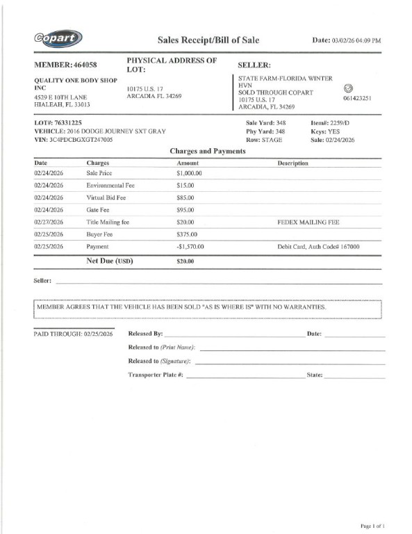 2016 Dodge Journey Image 1