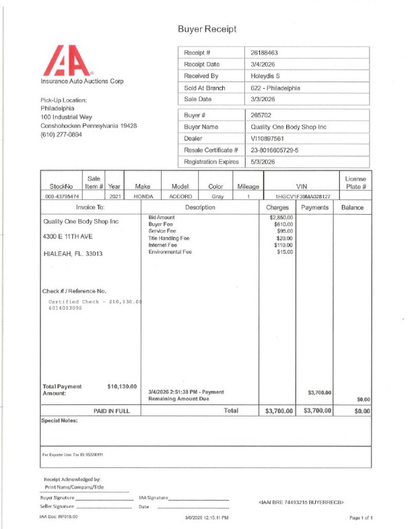 2021 Honda Accord Image 1