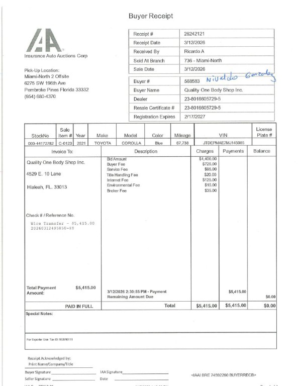 2021 Toyota Corolla Image 1