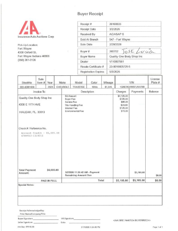 2023 Chevrolet Traverse Image 1