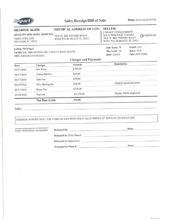 2000 Mazda MX-5 Miata Image 1