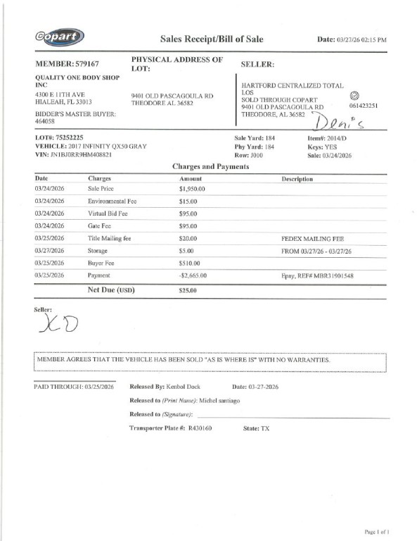 2017 INFINITI QX50 Image 1