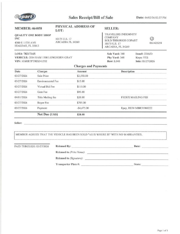 2014 RAM 1500 Image 1