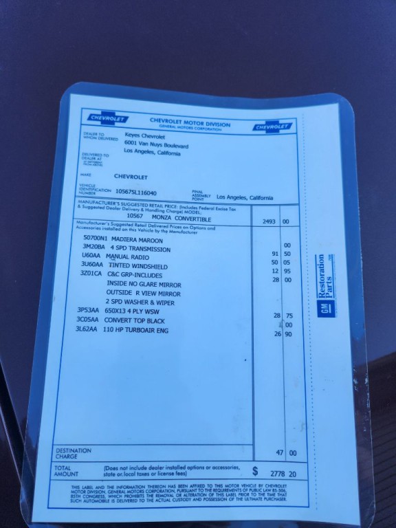 1965 Chevrolet Corvair Image 26