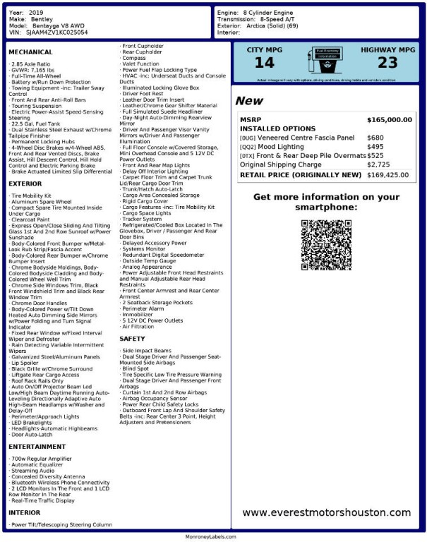 2019 Bentley Bentayga Image 99