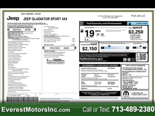 Image for 2021 Jeep Gladiator Sport CREWCAB 3.6L V6 GAS ID: 7056214