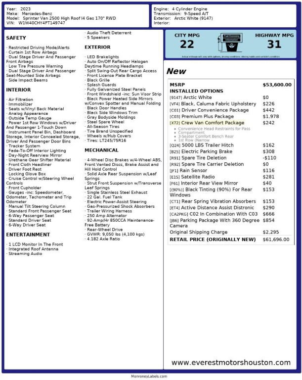 2023 Mercedes-Benz Sprinter Image 81