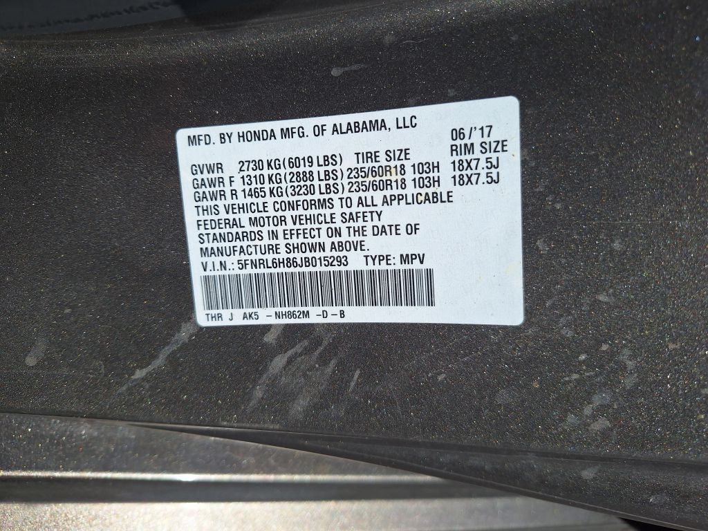 2018 Honda Odyssey Image 57