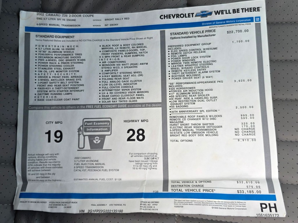 2002 Chevrolet Camaro Image 50