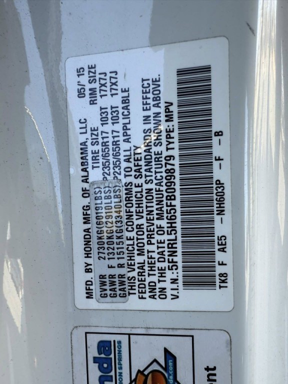 2015 Honda Odyssey Image 12