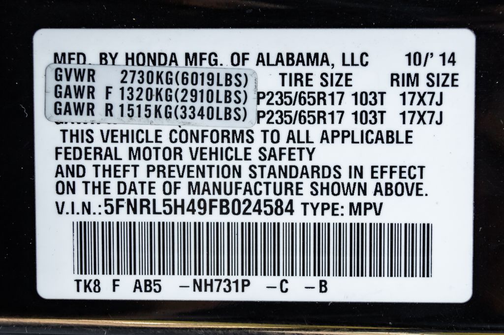 2015 Honda Odyssey Image 29